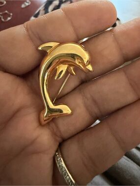 Napier Gold-tone Dolphin Pin Brooch